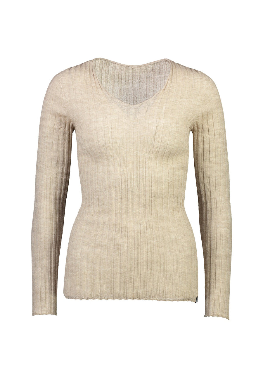 Standard Issue | Merino Tulle Long sleeve V Top - Oatmeal or Sage