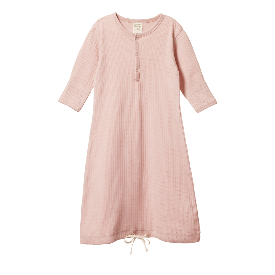 Nature Baby | Pointelle Sleeping Gown - Rose Bud