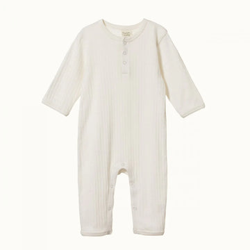 Nature Baby | Pointelle Henley Pyjama Suit - Natural