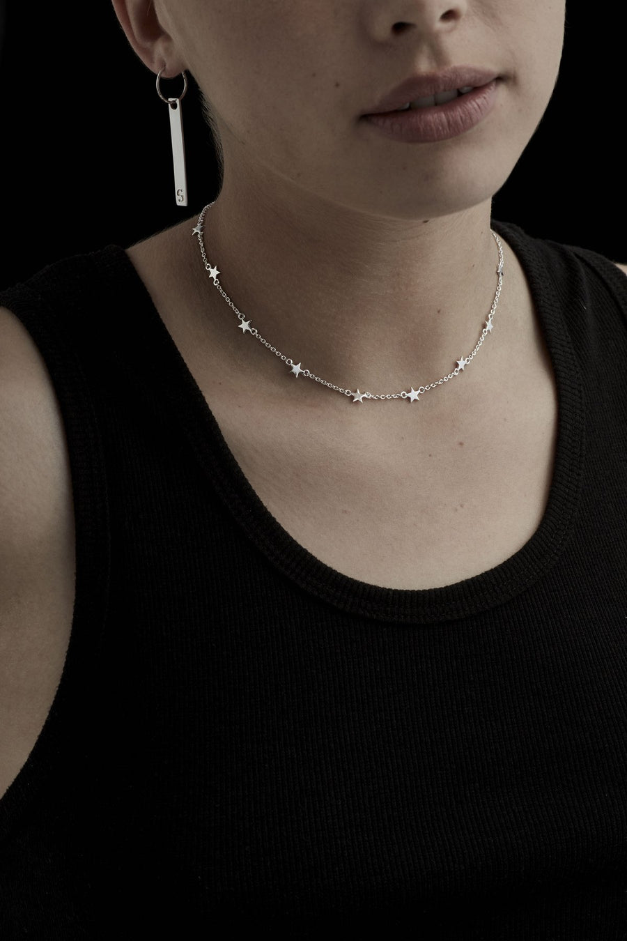 _star_choker_silver_necklace