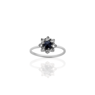 protea stacker-ring with stone sterling silver midnight sapphire.meadowlark