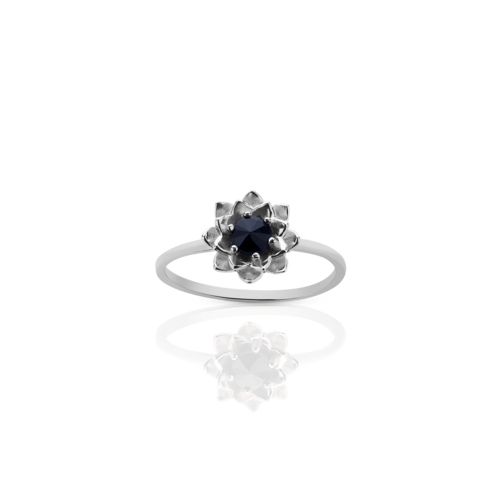 protea stacker-ring with stone sterling silver midnight sapphire.meadowlark