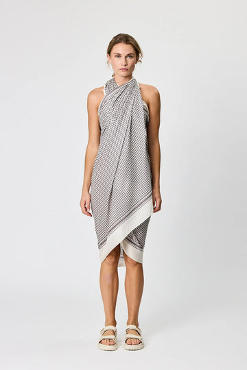 Remain | Ellie Large Sarong - Charcoal Houndstooth