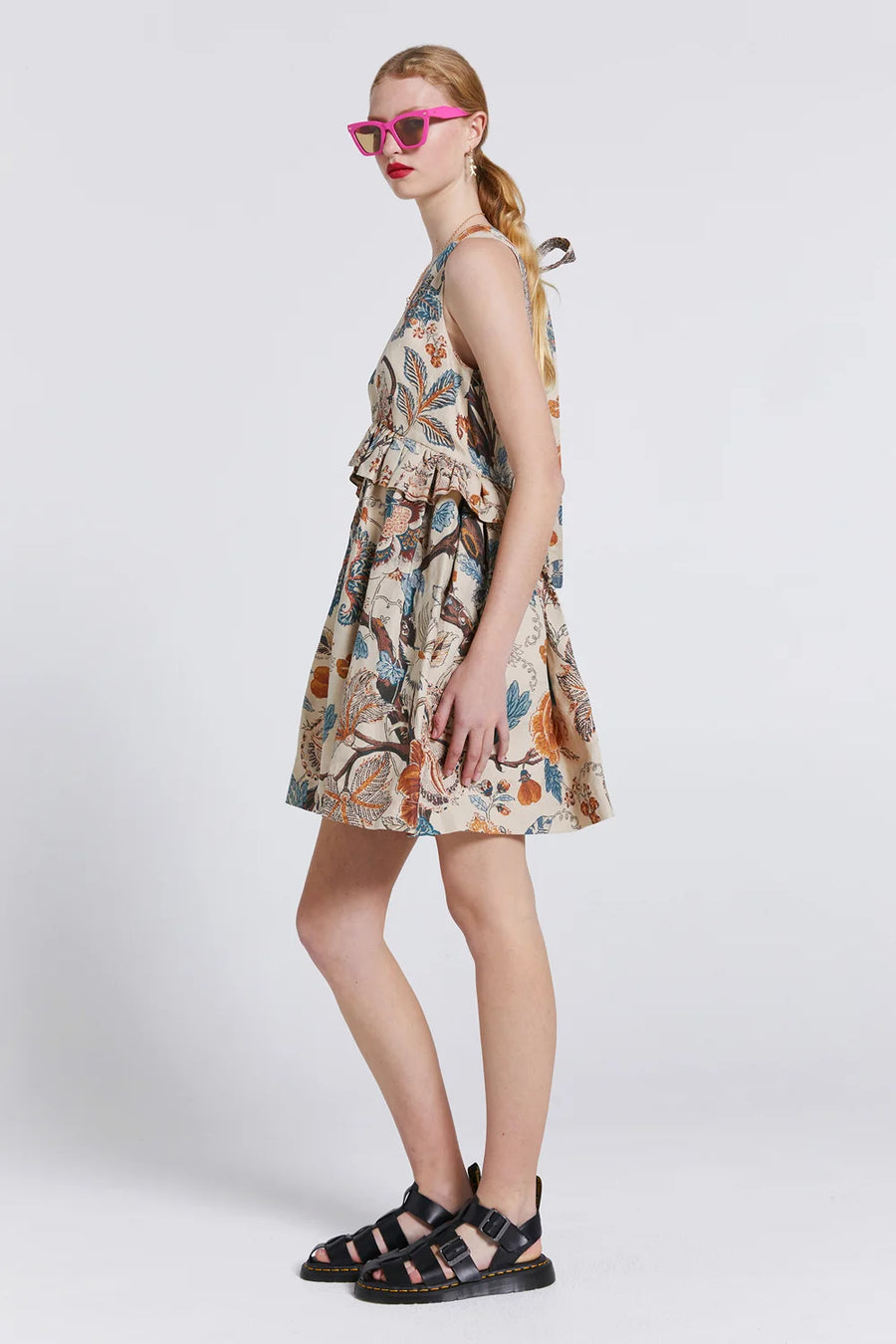Karen Walker | Mini Cordyline Dress - Edwardian Floral Linen