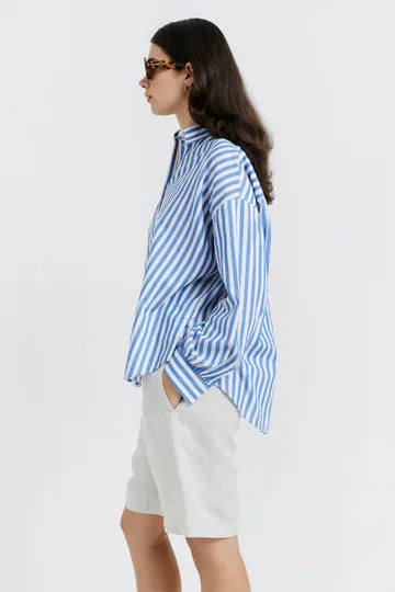 Karen Walker | Berisford Shirt - (Rose Viscose) Sky Stripe