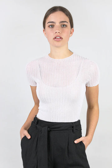 Standard Issue | Cotton Tulle Crop Tee - White
