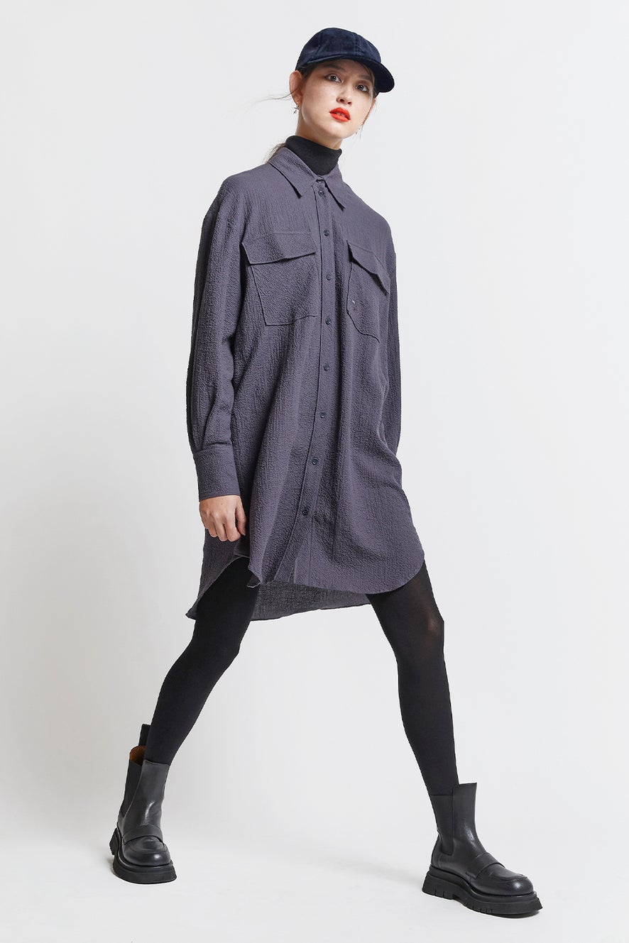 Karen Walker | Organic Cotton Eleanor Shirt Dress - Charcoal