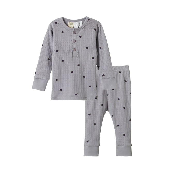 Nature Baby | Pointelle Long Sleeve Pyjama Set - Petite Plum Print